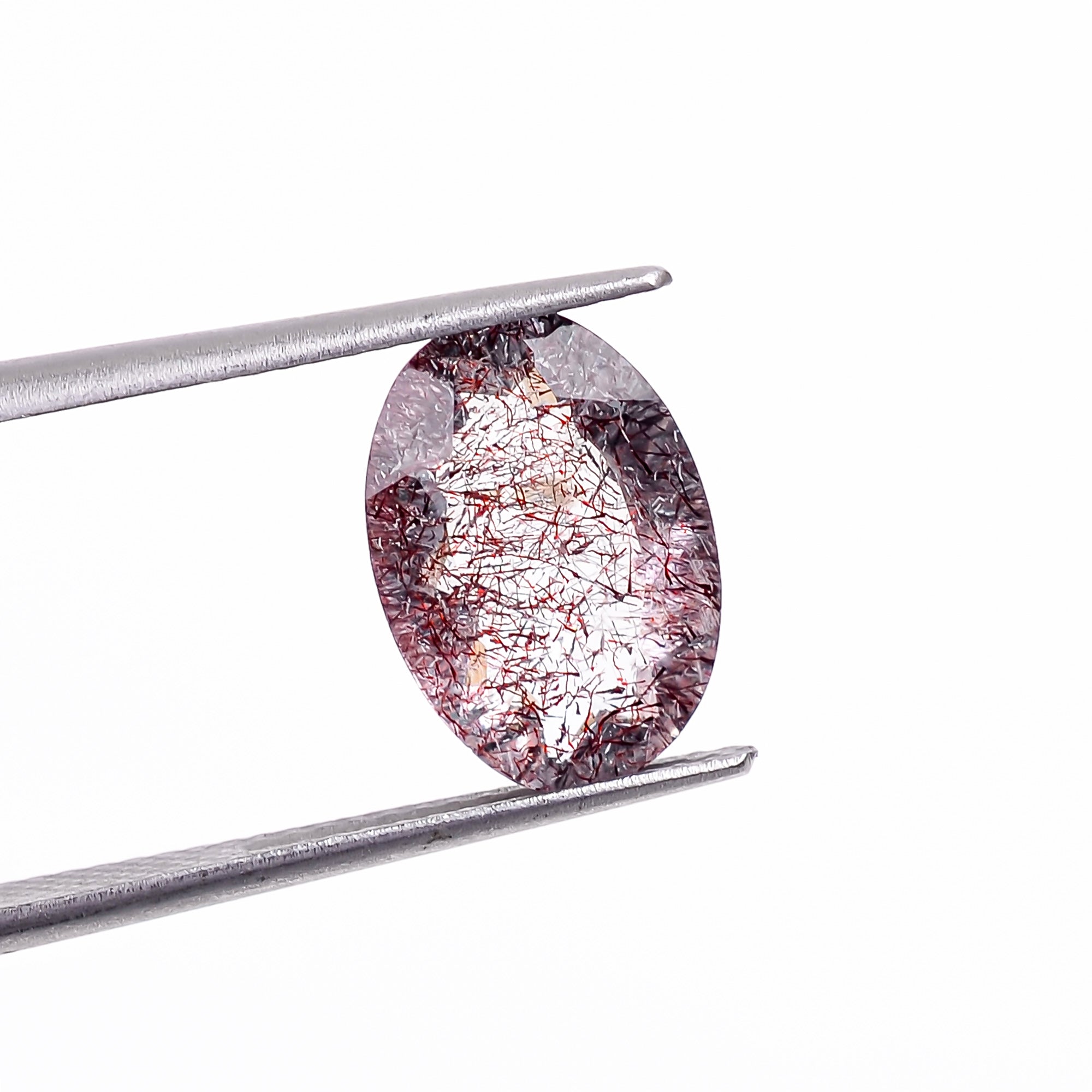 elestial hematite quartz oval shape cut stone loose gemstone